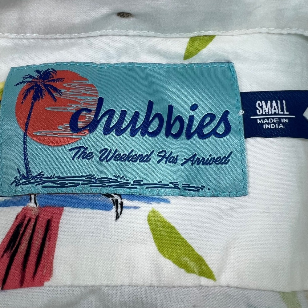 CHUBBIES Button Down Shirt Mens Small White Parrot Toucan Tropical - Picture 5 of 16